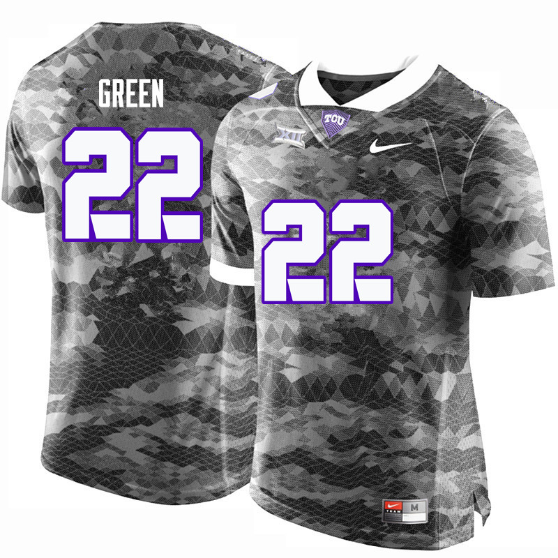 Men #22 Aaron Green TCU Horned Frogs College Football Jerseys-Gray - Click Image to Close